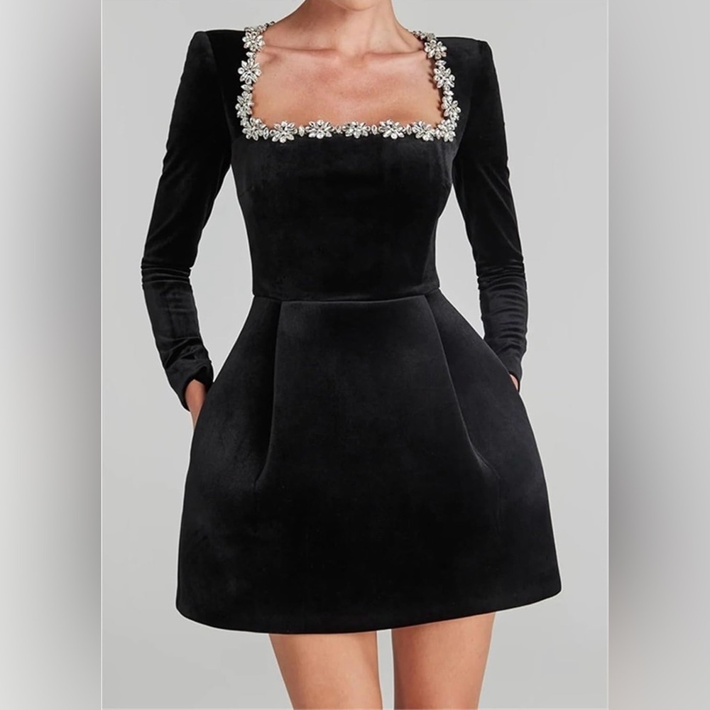 Black Long Sleeve Holiday/Winter Dress